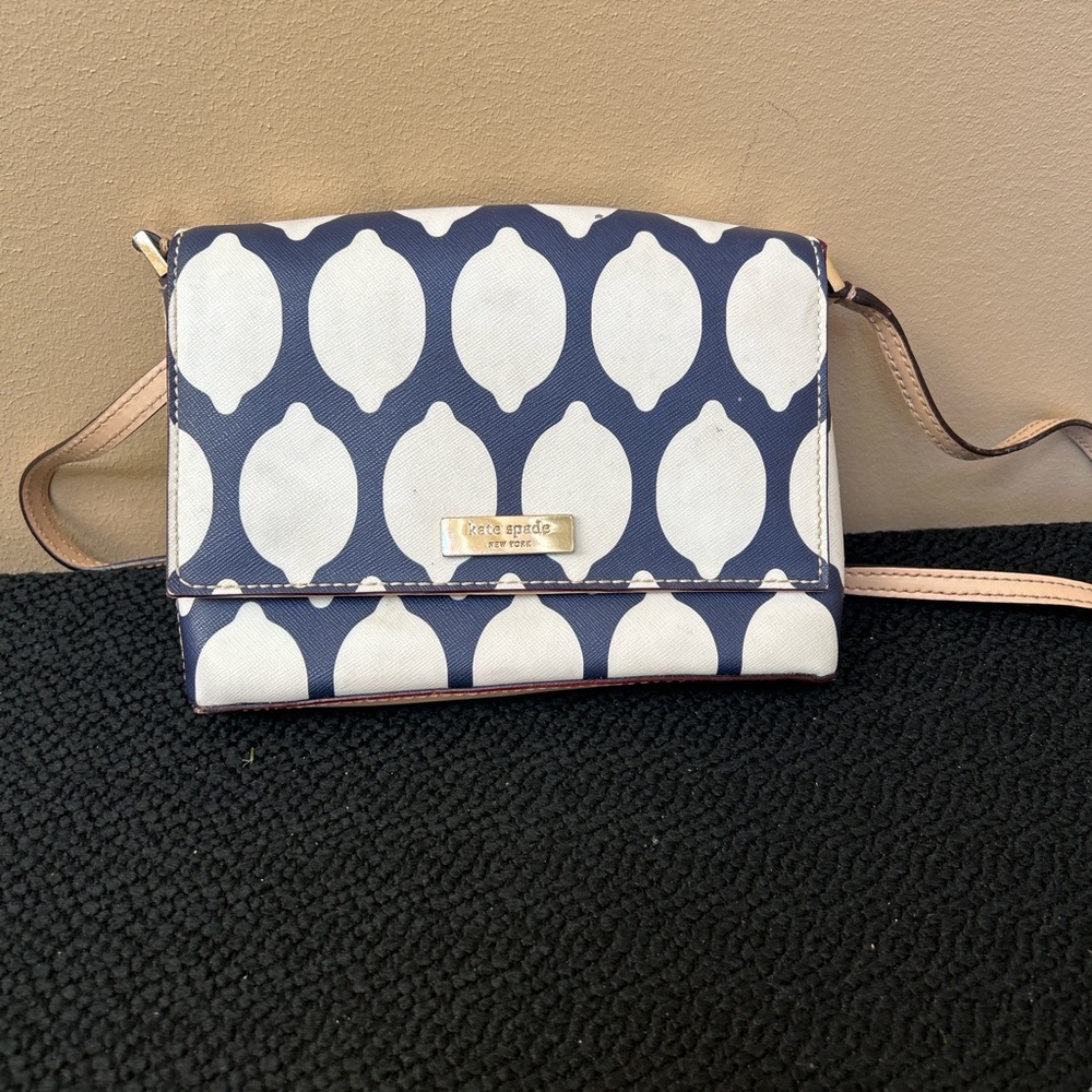 Kate Spade Navy and White Patterned Crossbody Bag